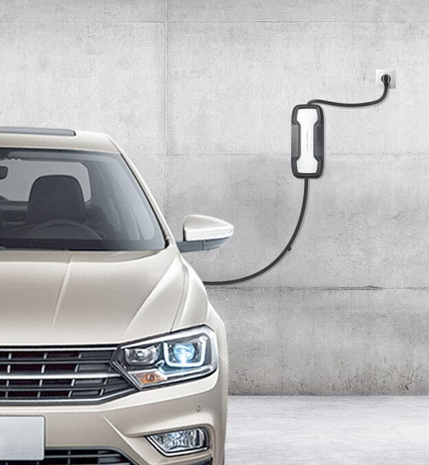Morec portable ev charger cable in wall